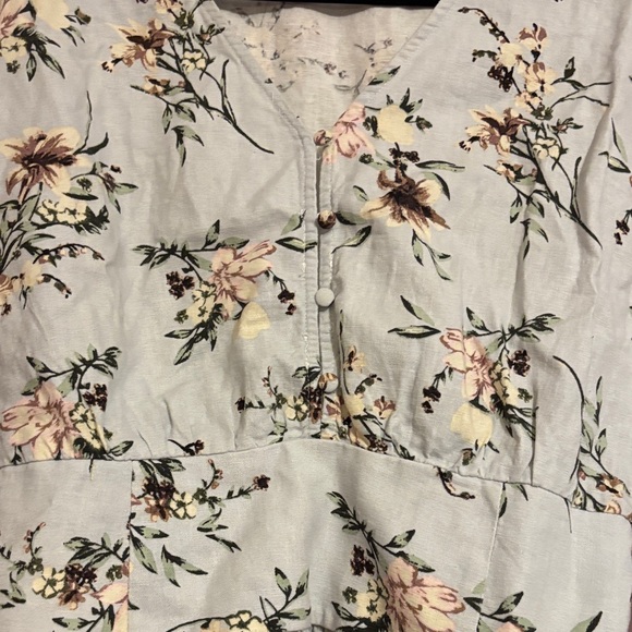 Dynamite Floral Button-Front Linen Blouse - Picture 3 of 4